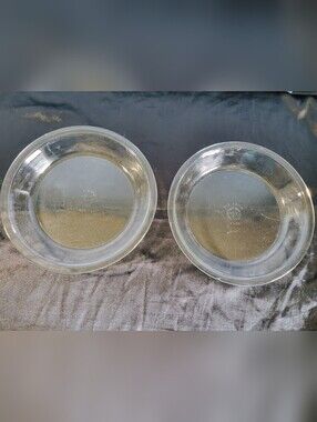 (2) Vintage PYREX 208 Pie Plate Pan Dish Clear Glass 7.5" & 8" (CHIPPED) Baking